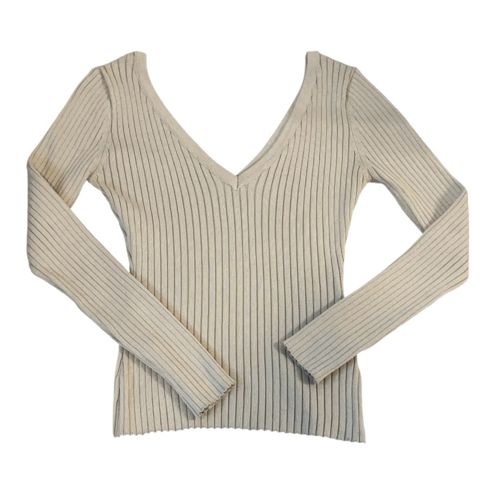Better Be Tan Ribbed V-Neck Sweater